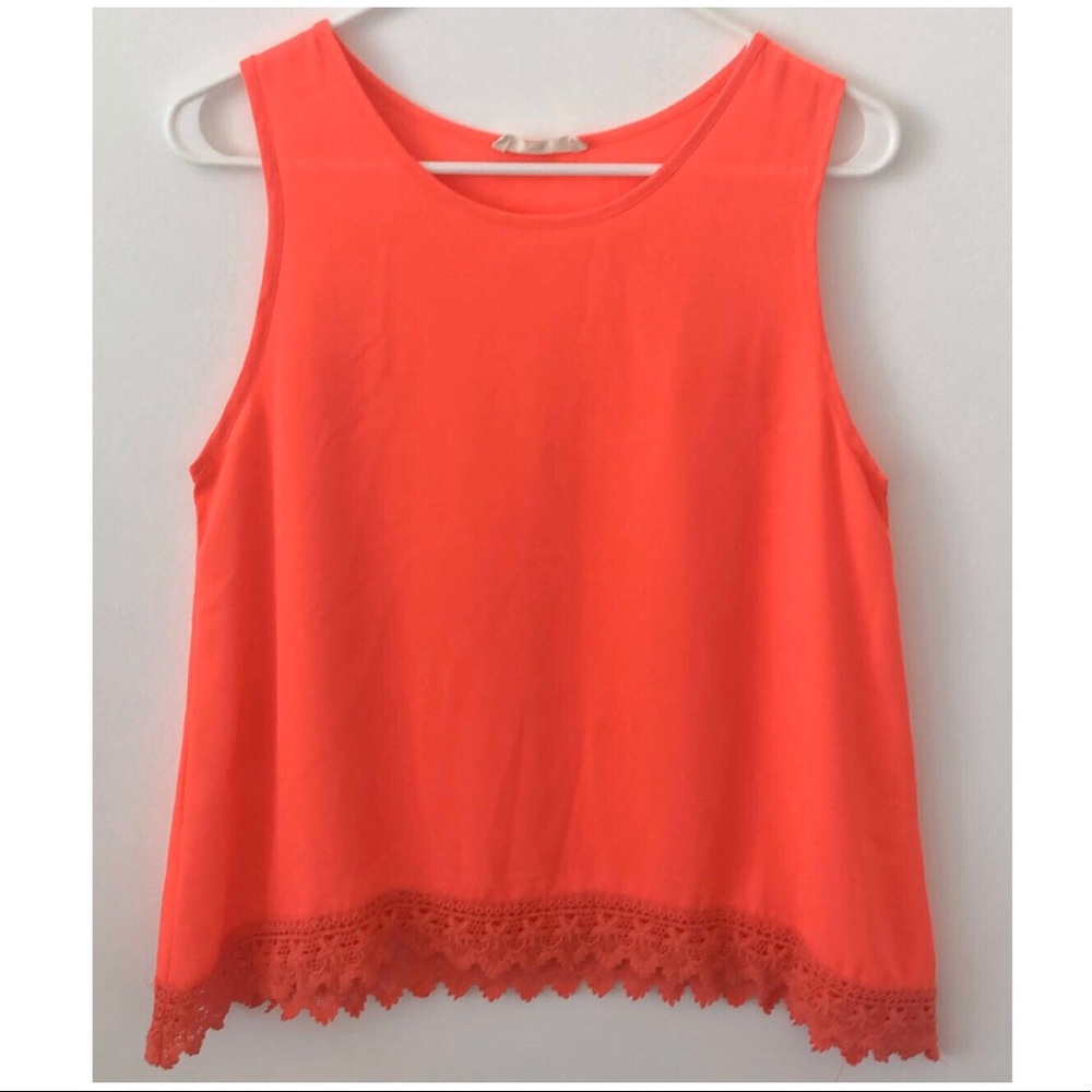 Coral Blouse with Lace